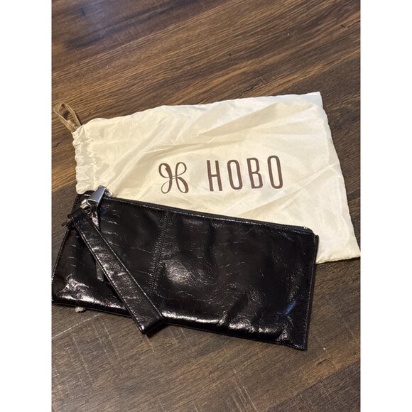 Hobo Black Vida Leather Wristlet Clutch Vintage Hide Collection with Dust Jacket - Picture 1 of 3